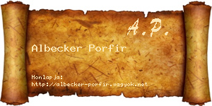 Albecker Porfir névjegykártya